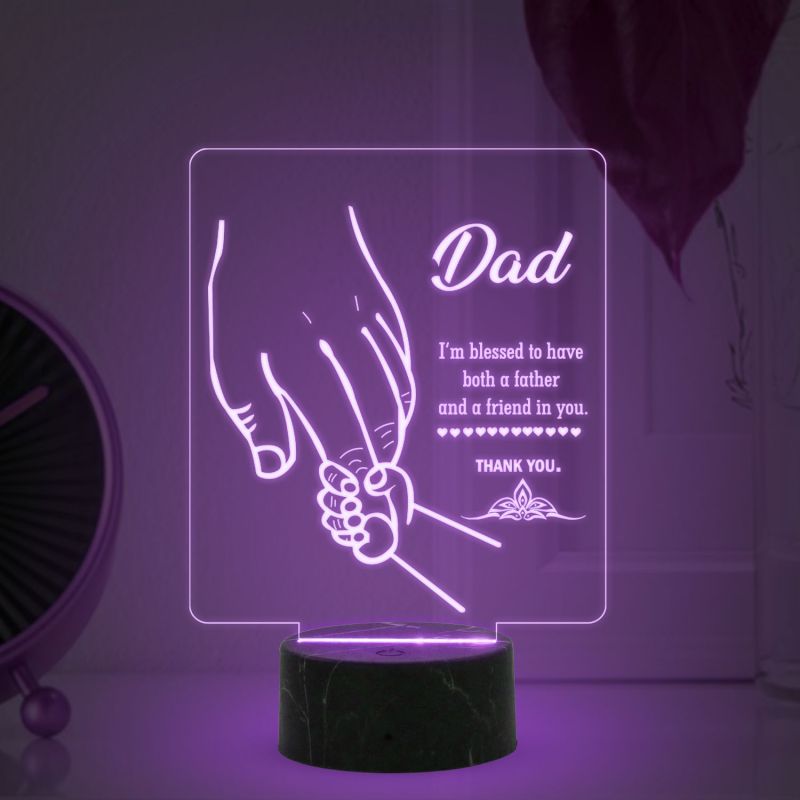 3D Illusion Dad Acrylic Led Night Lamp with Multicolored Color Fathers Day Gift Birthday Gift for Dad